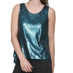 DKNY Sequin Cross-Back Top